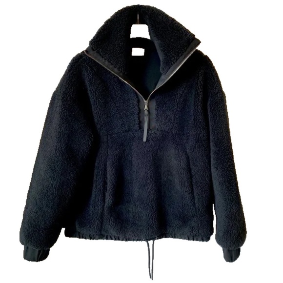 Varley Appleton Sweat Sherpa Pullover Half Zip Black Women’s XSmall - Picture 1 of 15